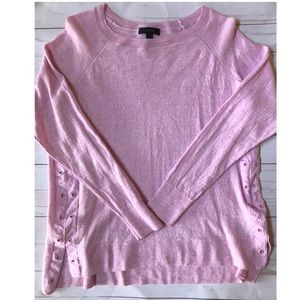 J Crew Pink Merino Wool & Linen Sweater New Large